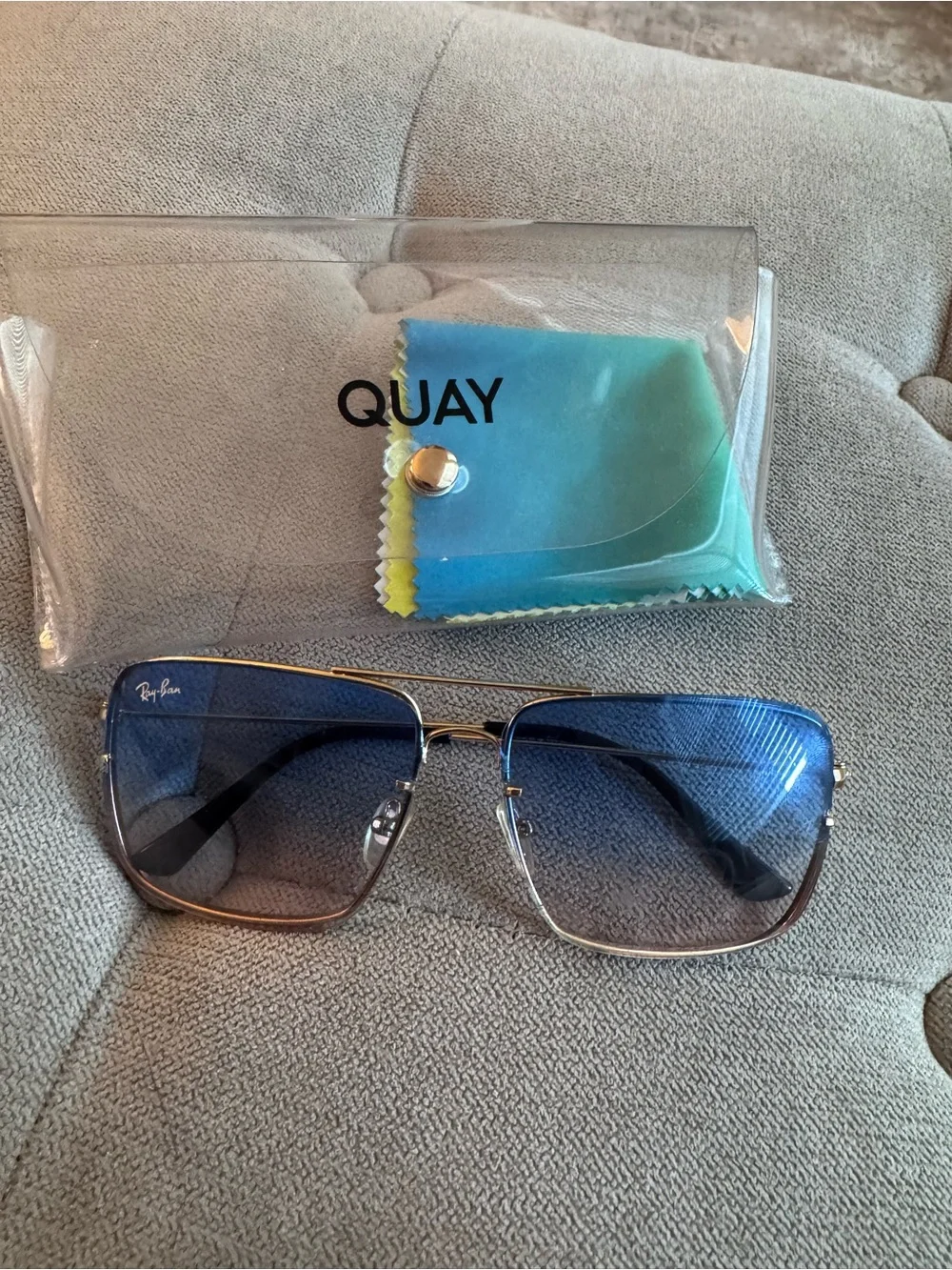 Ray-Ban Blue Gradient Lenses with Gold Frame Sunglasses & Case